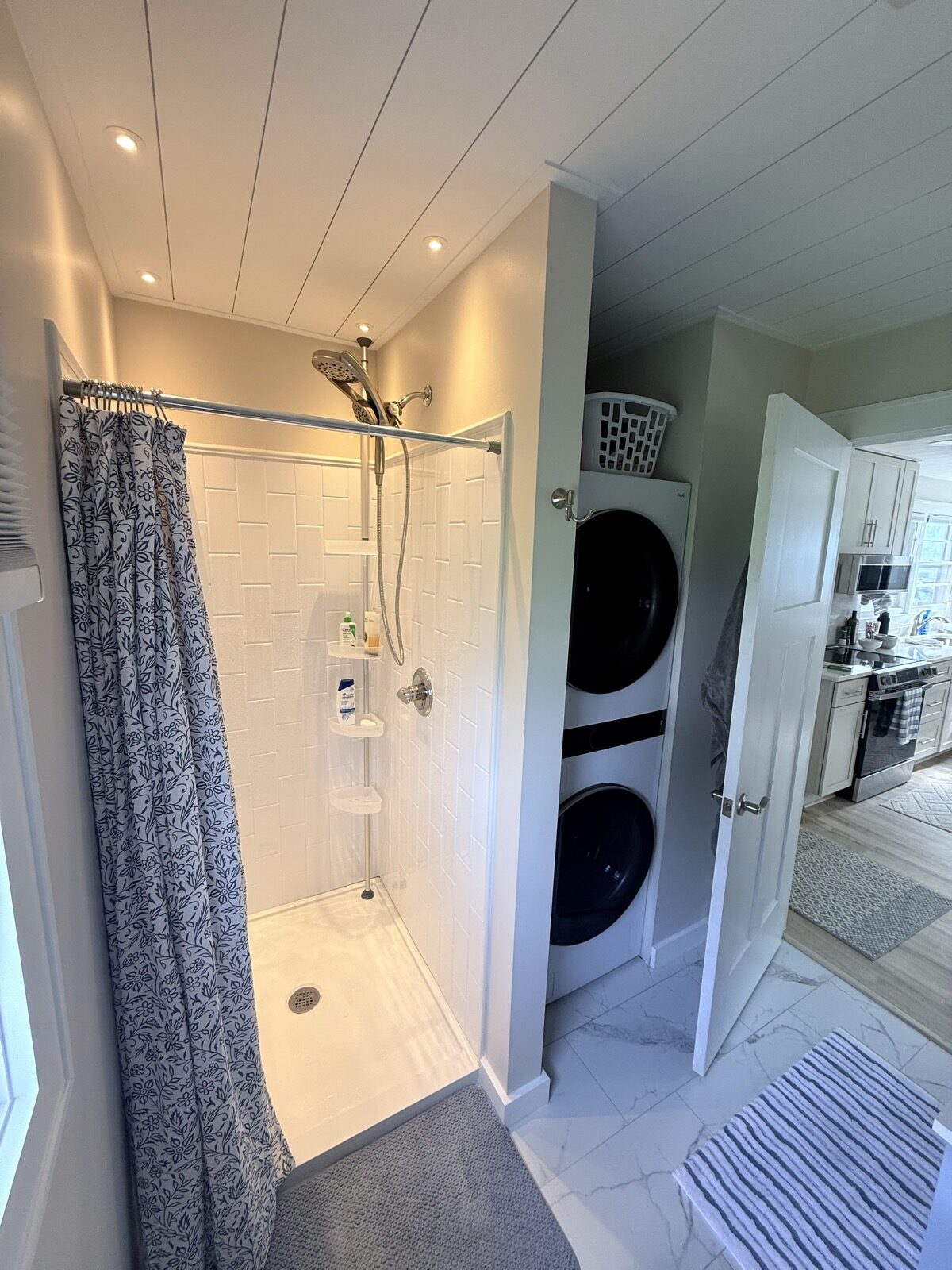 Updated bath and laundry tower after cottage remodel