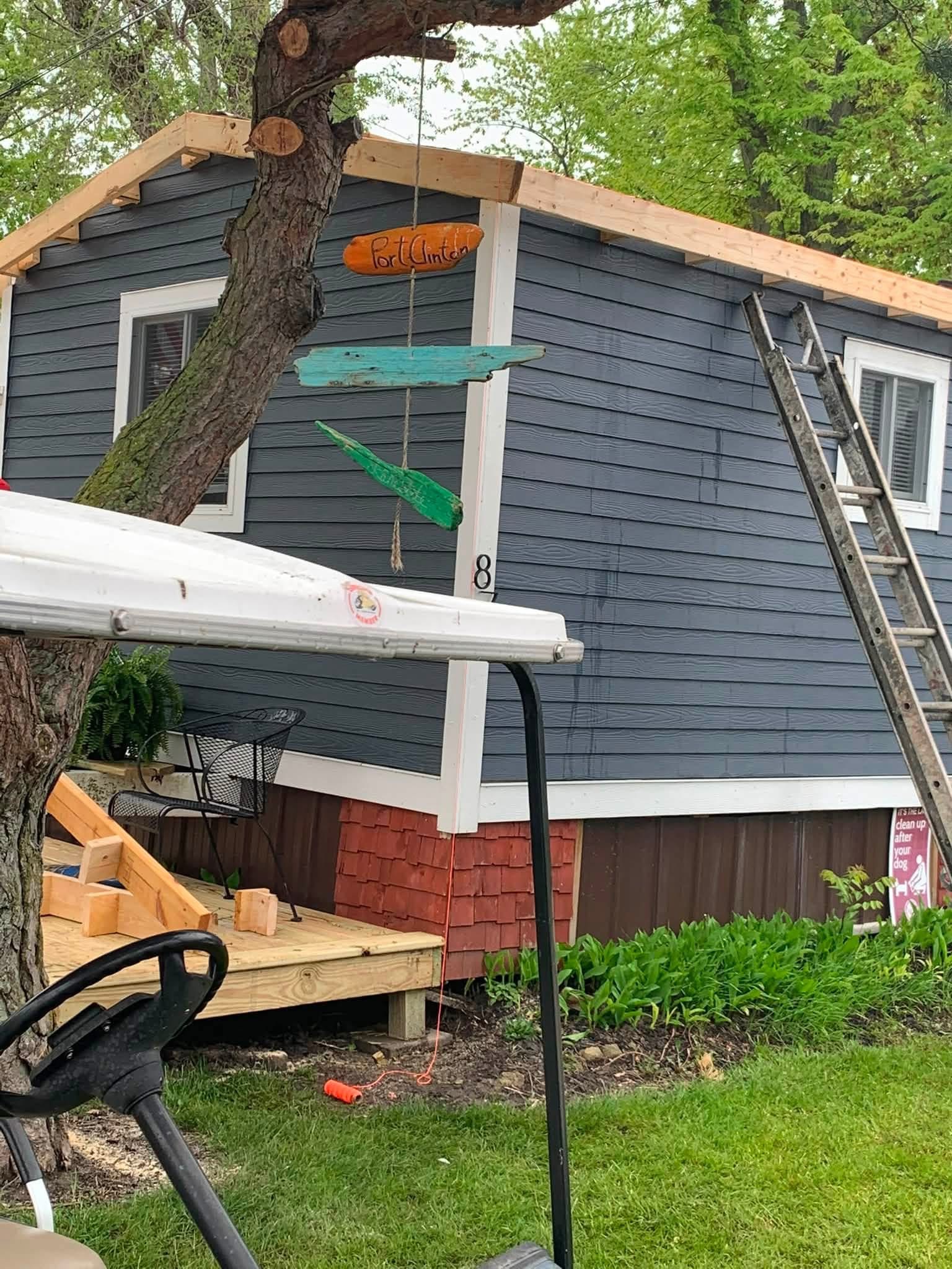 Marine City mobile home side elevation after siding trim and roof edge detail